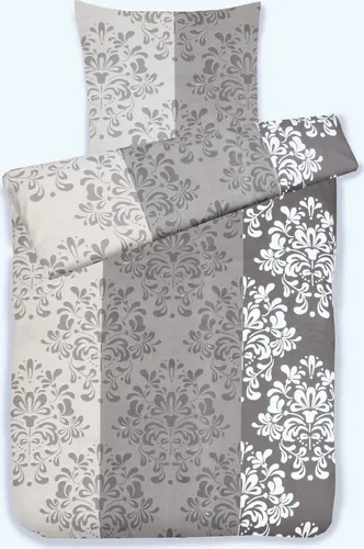 Bettwäsche Winter Biber Mischgewebe Baumwolle Polyester Feinbiber 135x200 + 80x80 cm mit Reißverschluss Größe: 2 teilig Design: Ornament Greige