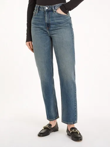 Tommy Hilfiger Damen Jeans Hose Classic Straight Fit, Blau (Pat) - Damen-Jeanshosen mit optimaler Passform und hohem Tragekomfort, ideal für Büro und Alltag. Der Stretchanteil sorgt für Bewegungsfreiheit und die gestickte Flag ist ein echter Hingucker.