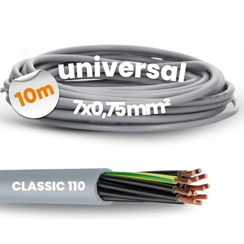 Meter Lapp 1119107 Ölflex Classic 110 PVC-Steuerleitung 7x0,75 mm² mit grün-gelben Schutzleiter 7G0,75mm² I Mantelleitung 7 adrig I Kabel 7 adrig 10