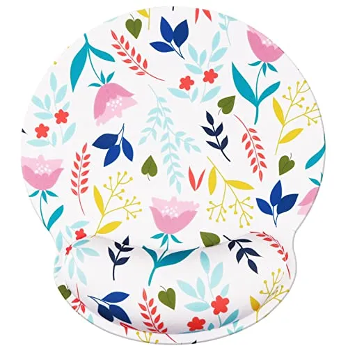 Hosinmoln Unterstützung der Handgelenkstütze für die Mausmatte,rutschfeste Schmerzlinderung für die Handgelenkstütze Komfortables ergonomisches Memory Foam-Mousemat für Office/Gamer 25x23 Leaf026