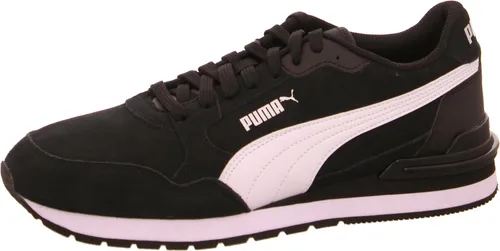 PUMA ST Runner v4 Suede Sneakers 44 Black White Silver Metallic - Herren-Sneaker mit hochwertigem Suede-Obermaterial, ideal für lässige Outfits und den ganzen Tag Komfort.