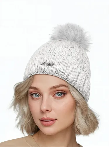 Neverless Strickmütze Damen Strickmütze Zopfmuster Fleccefutter Bommelmütze Pudelmütze