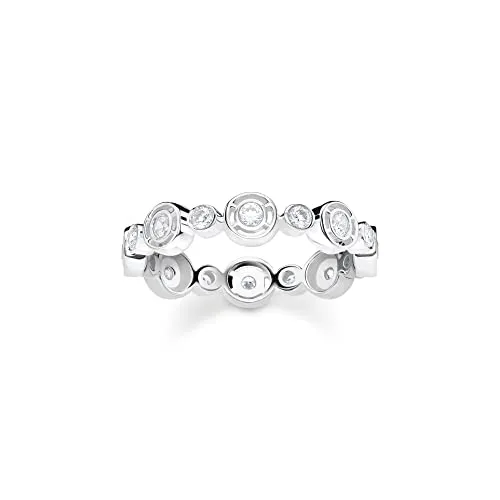 THOMAS SABO Damenring Silber Kreise mit Weißen Steinen - Eleganter Bandring aus Silber mit funkelnden Zirkonia-Steinen, ideal für besondere Anlässe oder den täglichen Glamour.