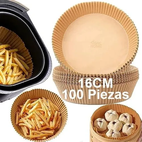 Pergamentpapier, Einweg, nicht perforiert, für Fritteuse, Backen, Braten für Mikrowelle, Pfanne (16 cm), 100 Stück