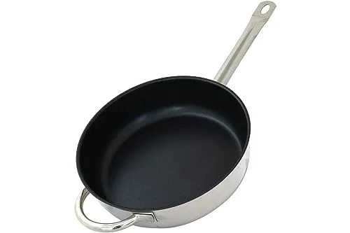 Gastro Bratpfanne 28cm von Cucina & Tavola - Hochwertige Edelstahlpfanne mit Teflon-Beschichtung, ideal für schonendes Braten und Schmoren. Extra hoher Rand für vielseitige Kochmethoden und geeignet für alle Herdarten, inkl. Induktion.
