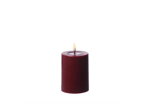Produktbild Deluxe Homeart LED-Kerze Mia Echtwachs Wachsspiegel flackernd H: 10cm D: 7,5cm bordeauxrot
