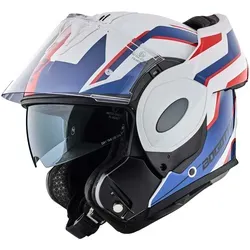 Bogotto FS-X600 Vyda Klapphelm, weiss-rot-blau, Größe XS - Motorradhelm mit ECE 22.06 Zertifizierung, robustem ABS Material und praktischem Ratschenverschluss für optimalen Tragekomfort.