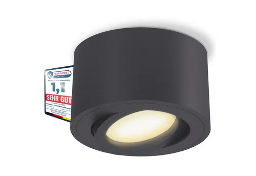 SSC-LUXon LED Aufbaustrahler CELI-1N Aufputzspot flach schwenkbar mit fourSTEP Dimmbar ohne Dimmer, Warmweiß