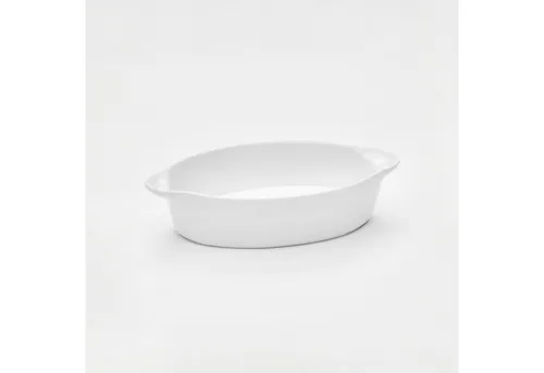 van Well Auflaufform Backform oval, 23,5 x 13,5 x 5,5 cm, Porzellan, (1-St), weiß glänzend, spülmaschinen- und mikrowellengeeignet