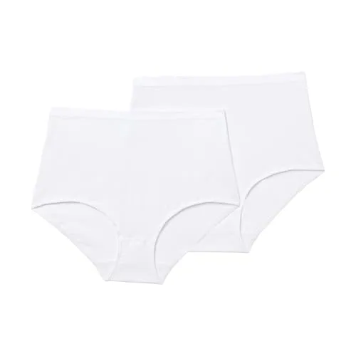 Playtex Slip für Damen, Maxi, Bio-Baumwolle, Ultra-Comfort x2 Weiß XXL