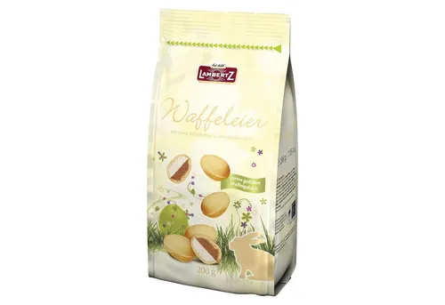 Lambertz Schokolade, Lambertz Waffeleier unschokoliert Kakao und Vanillecremefüllung 200g