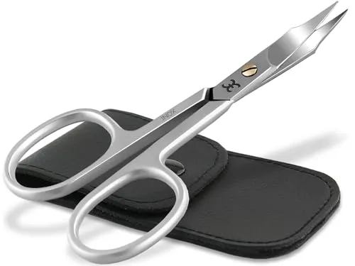 Nagelschere Hautschere Kombi Maniküre Pediküre Schere Edelstahl mit Extra scharfem Schnitt im Etui (Nagelschere mit Turmspitze 9 cm + Etui)