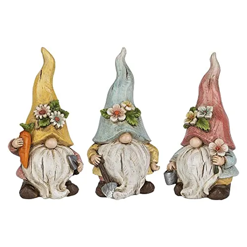 Ideen mit Herz Deko-Figuren Wichtel | Frühling | mit Schaufel, Möhre & Eimer | 16,5 cm hoch | 7,5 cm breit | 3 Stück