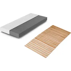 Matratzenset - Kaltschaummatratze Betten-ABC KSP-500 + Premium Rollrost - Matratzen und Rollrost in einem Set für optimalen Schlafkomfort. Die punktelastische Kaltschaummatratze ist allergikergeeignet und atmungsaktiv, während der stabile Rollrost aus Erlenholz für alle Matratzenarten geeignet ist.