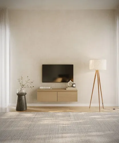 Selsey TV-Schrank BEMMI - Minimalistisches Hängendes TV-Möbel - TV-Halterung mit cleverem Stauraum – das wandhängende Hängeboard BEMMI überzeugt durch sein minimalistisches Design und bietet mit Klappenfächern praktischen Platz für Technik und Alltagsgegenstände.