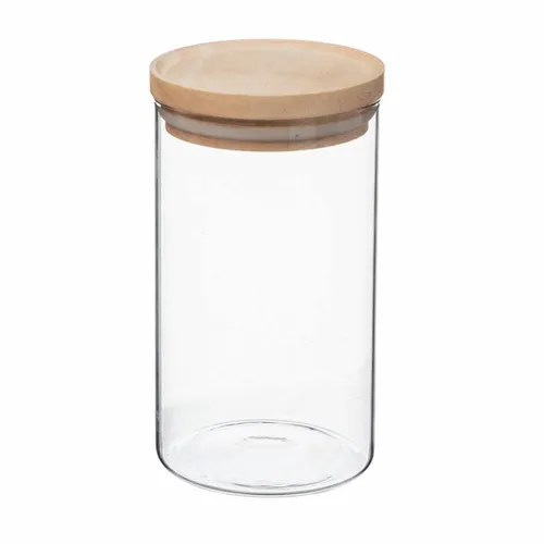 5five Simply Smart Einmachglas Hermet, Vorratsglas, Glas, Gummibaumholz, 1 L