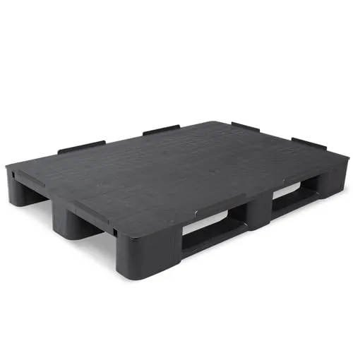 BRB Kunststoffpalette mit 22mm Sicherungsrand, 1200x800x145mm, 3 Kufen, Deck geschl., 100% HD/PE/RE-Kunststoff