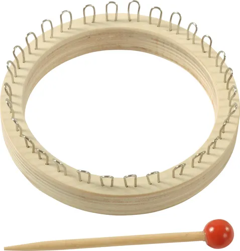 EDUPLAY 210211 Strickring groß Ø 12,3 x 3 cm inkl. 1 x Stricknadel + Anleitung, natur