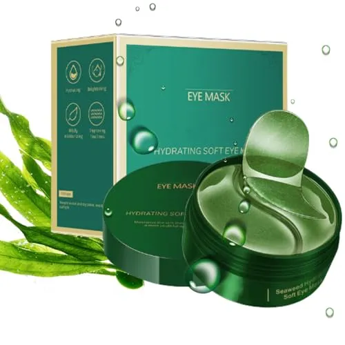 60x Augenpads Gegen Augenringe Männer Eye Pads Mask Hyaluron Eye Patches Entfernen Augen Pads Augenpflege Tränensäcke und Falten Algen-Augenpflaster