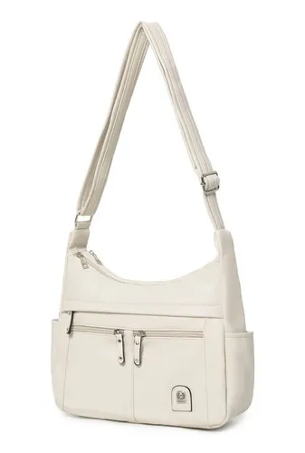 ITALYSHOP24 Schultertasche Damen Tasche Vintage Shopper Umhängetasche Handtasche CrossOver Reise, Crossbody Leder Optik Reisetasche Henkeltasche City Bag Beuteltasche