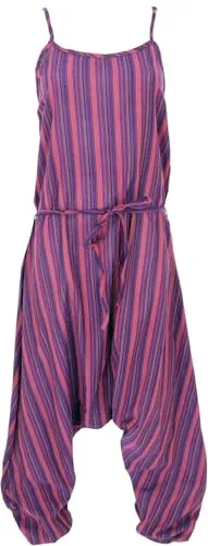 Boho Jumpsuit, Baumwoll Sommer Pluderhose - Hosen, fair gehandelt in Nepal, aus 100% Baumwolle für höchsten Tragekomfort im Frühling und Sommer.