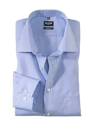 OLYMP Businesshemd Luxor modern fit blau 48 - Elegantes Businesshemd in modern fit, aus 100% Baumwolle, ideal für einen professionellen Look und angenehmen Tragekomfort.