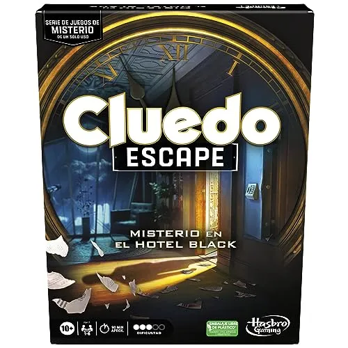 Hasbro Gaming Cluedo Escape: Mystery im Hotel Black, Brettspiel im Escape Room-Stil für Partys, einmalige Verwendung, kooperative Mystery-Spiele mit 1 bis 6 Spielern