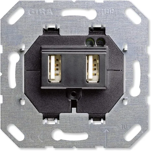 Gira Einsatz Schwarz USB Spannungsvers. 2fach 235900 (655) in schwarz von Gira
