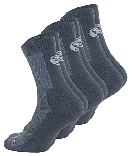 STARK SOUL Merino Socken (3 Paar) für Damen & Herren – Grau, Größe 35-38 - Vielseitige Trekkingsocken aus Merinowolle, atmungsaktiv und feuchtigkeitsregulierend. Komfortable Polsterung und optimale Luftzirkulation für ein angenehmes Tragegefühl bei allen Outdoor-Aktivitäten.