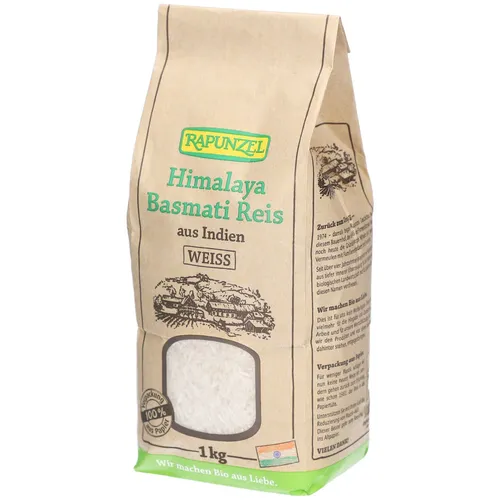 Rapunzel Himalaya Basmati Reis weiß - Reis - Aromatischer, sortenreiner Basmati Reis aus Indien, ideal für asiatische Gerichte und duftende Beilagen, nachhaltig und handgepflückt.