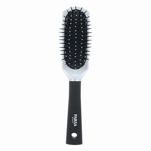 PARSA Beauty Trend Line Haarbürste lang/schmal (Silber) – Kunststoffpins für alle Haartypen – Ergonomisch, Praktisch, ohne Ziepen, Massageeffekt – Ideal für tägliches Haarstyling – 23 x 4,6 x 3,4 cm