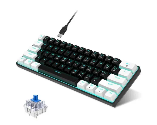 DOPWii Mechanische Tastatur mit 61/68 Tasten,Kompakt,Abnehmbarem USB-C-Kabel USB-Tastatur (Tastatur mit 61 Tasten,Blauem Schalter,Blaue Beleuchtung,Blue Switch)
