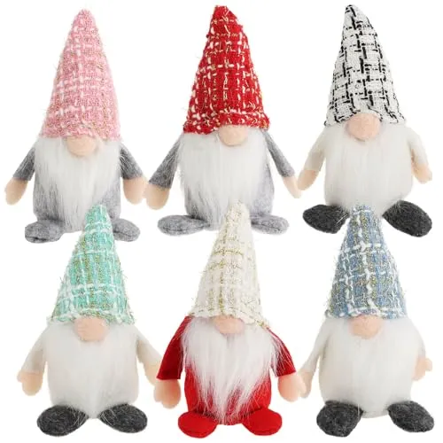 com-four® 6X Premium Weihnachts-Wichtel 15cm - Weihnachtsdeko - winterliche Zwergen-Figur - Dekoartikel - skandinavische Deko-Trolle - schwedischer Gnom mit Bart und Wintermütze