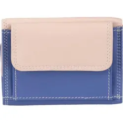 Minibörse LEMONDO, hellblau-beige-mandarine, echt Leder - Elegante Minibörse aus hochwertigem Leder mit ganzem Scheinfach für knitterfreie Scheine. Ideal für unterwegs mit praktischem Kreditkartenfach. Maße: 9x6cm.