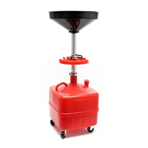 Wiltec Ölauffangwagen 35l – Verstellbarer Ölauffangbehälter mit Rollen - Motorradgetriebe – Robuste Konstruktion aus Kunststoff und Aluminium, mit variablem Höhenbereich von 86 bis 127 cm für optimale Anpassung an Fahrzeuge.