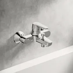 Hansa Hansapolo Wannenarmatur 51442193 - Chrom Aufputz - Armaturen mit entzinkungsarmem Messing, automatischer Rückstellung für Brause/Wanne, ideal für moderne Badezimmer.