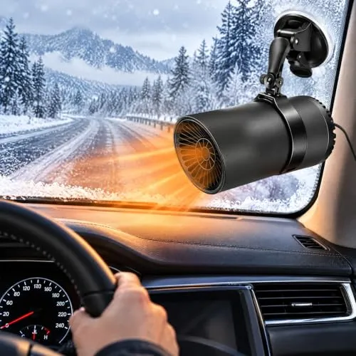 Auto Heizung,150W12V Heizlüfter Auto mit Halterung,Tragbare Auto Ventilator | 2 in 1 Heizen&Kühlen, 12v Heizung mit Zigarettenanzünder, 180° Schwenkbare kfz Heizlüfter Defogger für Auto,SUV,Jeeps