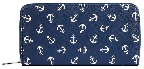 Cham Cham Geldbörse Anissa - Maritime Damen Geldbörse aus Lederimitat - Geldbörse im Querformat mit 3 Geldscheinfächern, 8 Kreditkartenfächern und einem sicheren Reißverschlussfach. Ideal für stilbewusste Damen, die Funktionalität und Design schätzen.