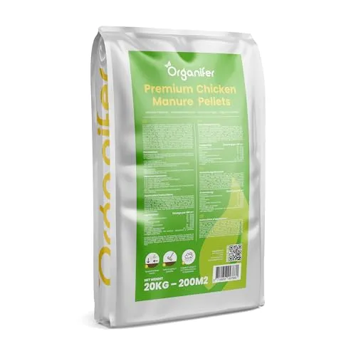 Premium-Hühnermistpellets (20 Kg - 200 M2) - Hühnermist - Gülle - Dünger - Düngemittel - Organischer Dünger - Güllegranulat Für Den Garten - Npk 4-3-3 - Reich An Kalium Und Phosphat - Organifer