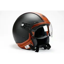 BNO Jethelm PL 26 - Matt-Schwarz-Braun - Leichter Jethelm mit voller ECE Prüfung, ideal für Motorrad und Rollerfahrer. Herausnehmbares und waschbares Futter sorgt für hohen Tragekomfort.