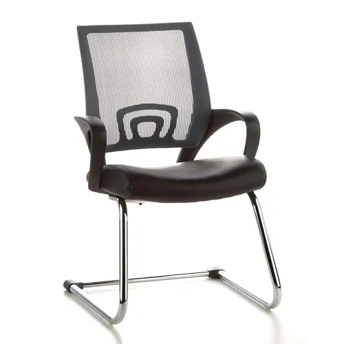 hjh OFFICE 650410 Freischwinger Visto NET V - Bürostuhl mit bequemer Sitzpolsterung und ergonomischer Netzrückenlehne, ideal für Besprechungen und Empfangsbereiche.
