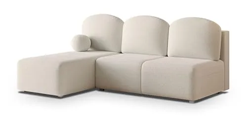 Masseno Ecksofa Trama Q mit Schlaffunktion L-Form, Sofa mit Bettkasten, Wohnzimmersofa, Couch, Soffa, Bettsofa, Couchgarnitur- Creme, Quelle 02