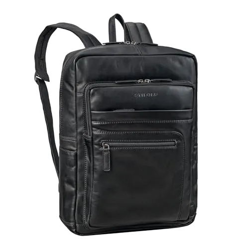 STILORD 'Gilbert' Großer Leder Rucksack - Vielseitiger Rucksack für Herren und Damen, ideal für Laptop bis 16 Zoll, mit gepolsterten Schultergurten für höchsten Tragekomfort und zeitlosem Vintage-Design.