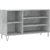 vidaXL Schuhregal Betongrau 102x36x60 cm - Schuhschrank aus hochwertigem Holzwerkstoff mit 5 Fächern für staubfreie Aufbewahrung. Robuste Oberplatte ideal für Dekoration, modernes Design mit stabilen Metallbeinen.