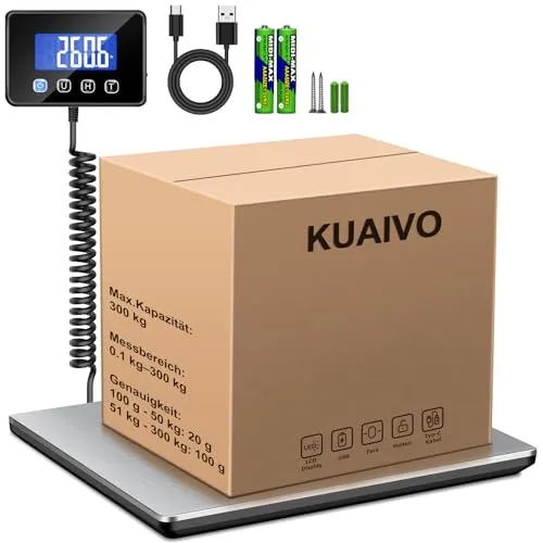 KUAIVO 300kg Paketwaage mit LCD und Hold-Funktion