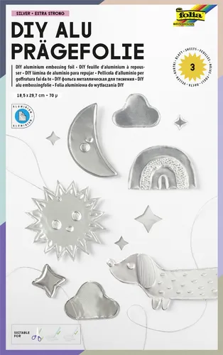 folia Prägefolienmappe 185 x 290 mm 3 Blatt silber