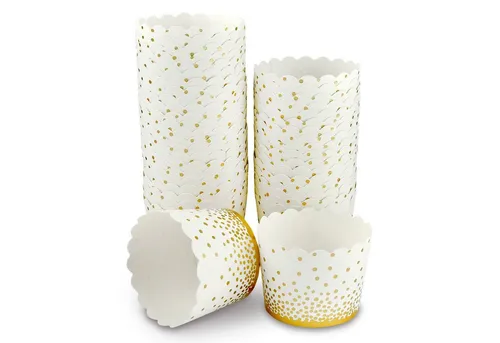 Frau WUNDERVoll Muffinform Muffin Backformen 50 Stück, klein Durchmesser 5 cm, gold Punkte, Höhe, (50-tlg)