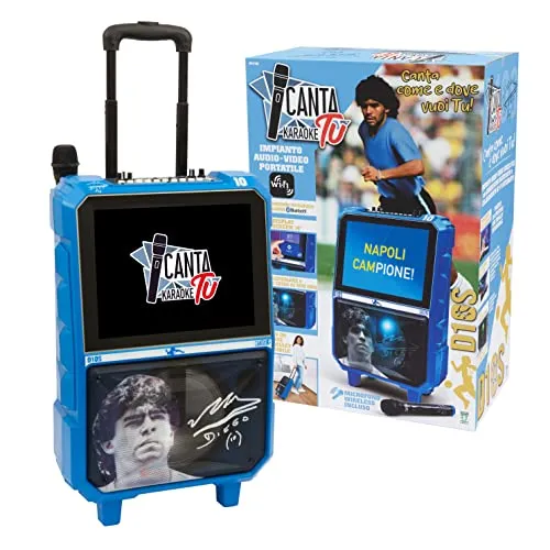Canta Tu D10S Professionelles Karaoke-System mit Mikrofon, Echo-Effekt und Lautstärkeregelung, 14-Zoll-Touchscreen, WLAN, Lautsprecher 40 W RMS, 4 Stunden Ladezeit, 2 Frequenzen Radio