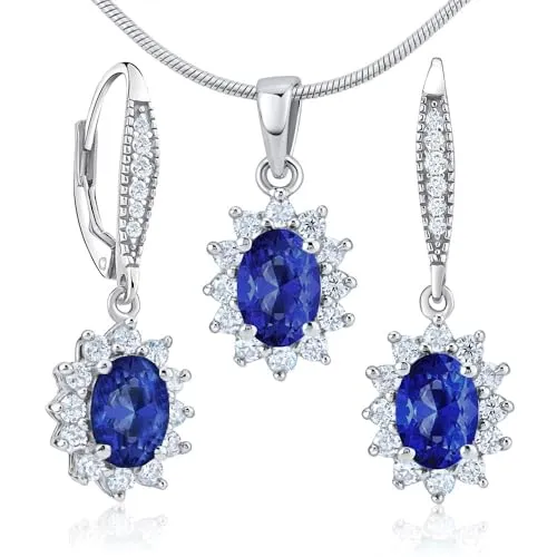 SILVEGO Damen Saphir Schmuck-Set aus 925 Sterling Silber von SILVEGO