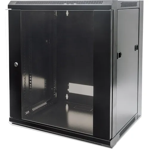 Intellinet 19 Zoll Netzwerkschrank 12 HE Schwarz 570x635x600mm - Flexibler Netzwerkschrank für Ihre Installationen. Mit abnehmbaren Seitenwänden und abschließbarer Glastür für einfache Verkabelung und Austausch von Komponenten.